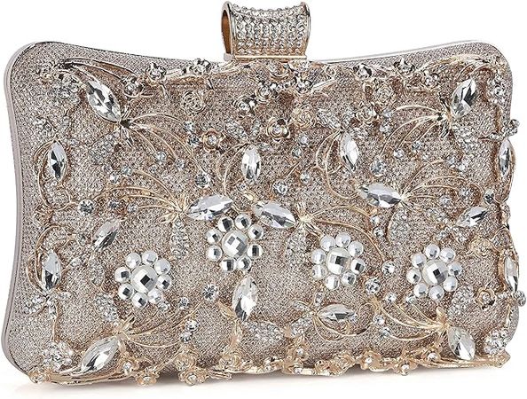 Tanpell Womens Evening Clutch Rhinestone Formal Evening Purses for Women Ladies Sparkling Party/Bridal Prom Cocktail Party (Champagne): Handbags: Amazon.com