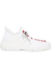 Off-White | Off Court logo-embellished distressed suede, canvas and leather high-top sneakers | NET-A-PORTER.COM