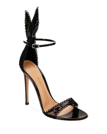 Gianvito Rossi Lace Ankle-Strap Sandals with Bunny Ears