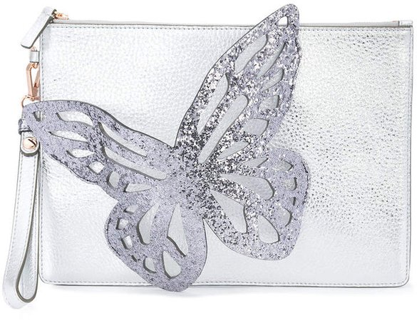 butterfly applique clutch bag