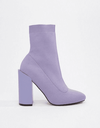 purple knitted sock boots