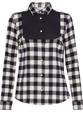 Pleated Gingham Cotton-flannel Shirt