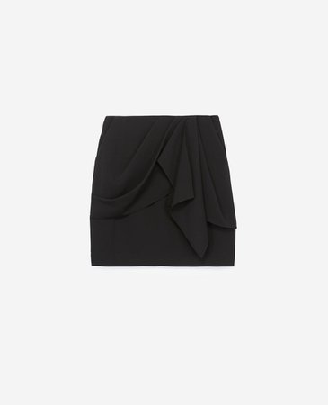 Short, draped black crepe skirt | The Kooples