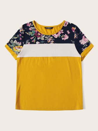 Cut-and-sew Floral Print Top | SHEIN