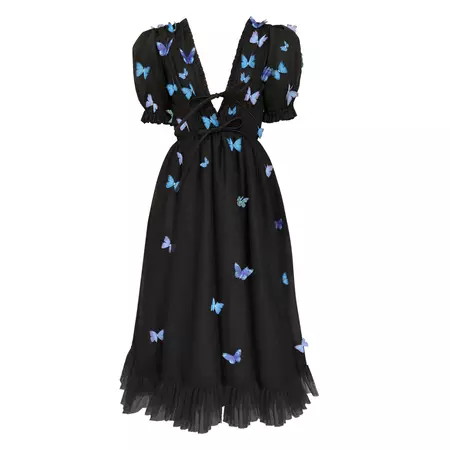 lirika matoshi | black butterfly dress