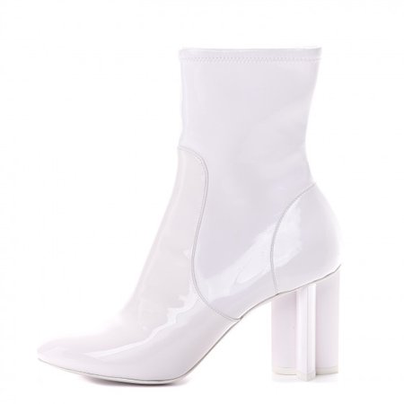 LOUIS VUITTON Patent Silhouette Ankle Boots 39 White 558398