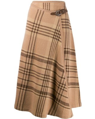 Don't miss fall 2019 sales on Ralph Lauren Collection plaid midi skirt - Brown