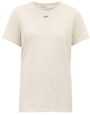 Off White Floral And Logo Print Cotton T Shirt - Womens - White