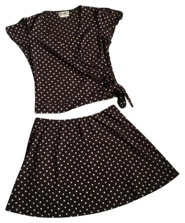 A. Byer Brown White Y2k Polka Dot Coord Skirt
