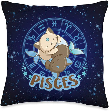 Amazon.com: Zodiac Cats Collection by Irene Koh Studio Kawaii Cats Astrology Zodiac Pisces Throw Pillow, 16x16, Multicolor: Home & Kitchen