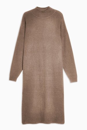 Mink Knitted Longline Dress With Wool maxi| Topshop