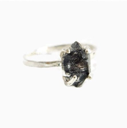 Geode black diamond engagement ring