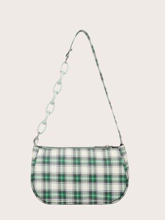 green Plaid shoulder Bag | SHEIN USA