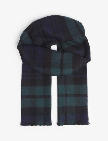 JOHNSTONS - Tartan merino-wool scarf | Selfridges.com