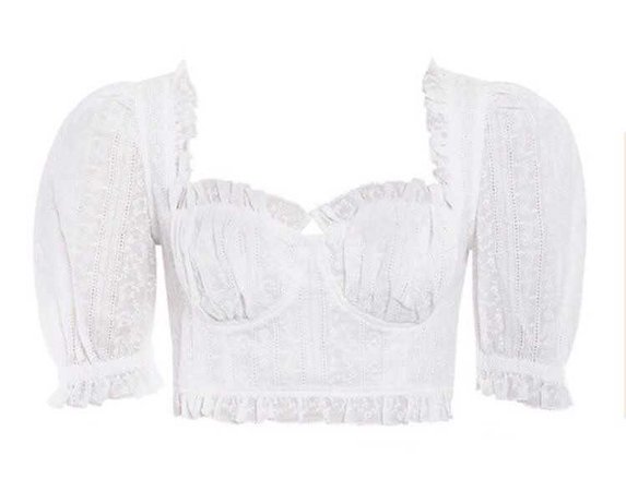 ‘Cecilie’ White Broderie Anglais Cropped Top ($89)