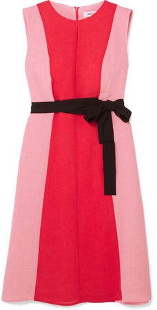 Cefinn - Belted Two-tone Voile Dress - Pink