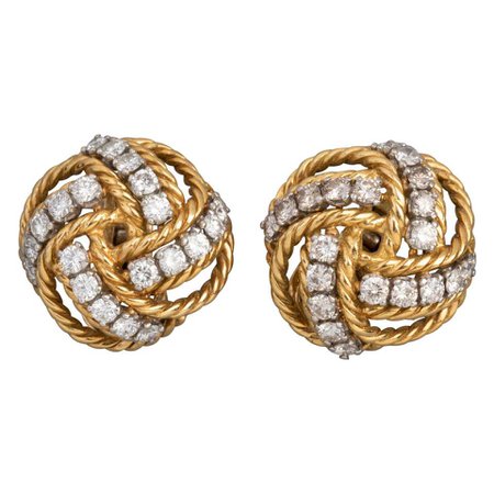 Boucheron Paris Gold and Diamonds Clip Earrings For Sale at 1stdibs
