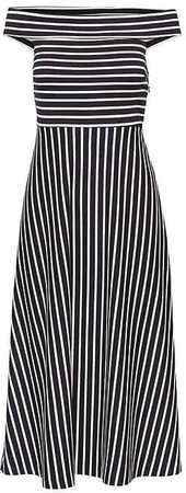 Stripe Ponte Off-the-Shoulder Dress