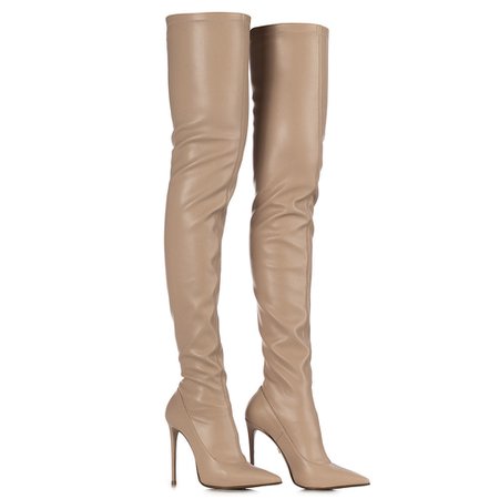 THIGH HIGH BOOT 120 mm | Skin pink vegan leather boot | Le Silla