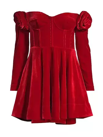 Shop Bardot Sigma Velvet Flared Minidress | Saks Fifth Avenue