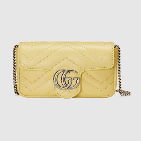 Yellow GG Marmont matelassé leather super mini bag | GUCCI® UK