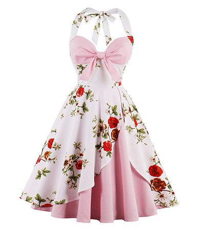 Amazon.com: Tecrio Women 1950s Vintage Audrey Hepburn Sleeveless Rockabilly Party Dress (Medium, Multi-1): Clothing