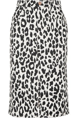 See By Chloé | Leopard-print denim midi skirt | NET-A-PORTER.COM