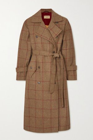 Purdey - Belted Checked Wool-tweed Trench Coat - Brown