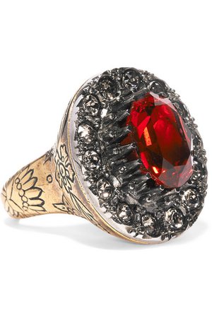 Alexander McQueen | Gold-tone and crystal ring | NET-A-PORTER.COM