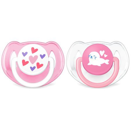 Philips Avent Classic Walmart Deco Pacifier 6-18m, pink hearts and seal, 2 pack, SCF197/07 - Walmart.com