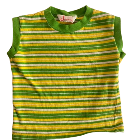 90s Green, white, and yellow striped baby tee