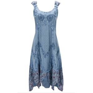 blue boho sleeveless dress