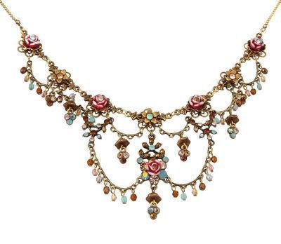 Michal Negrin Classic Vintage Gold Flowers Necklace