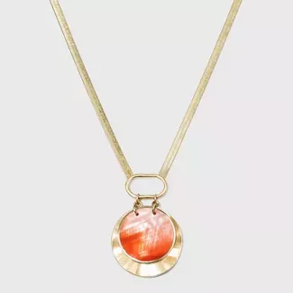 Disc Pendant Necklace - A New Day™ Pastel Peach : Target