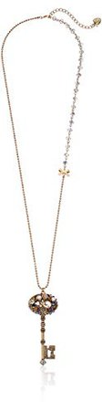 Betsey Johnson "Woven Clusters" Woven Cluster Key Long Pendant Necklace, 31.0'': Jewelry