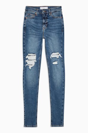 Mid Blue Thigh Rip Jamie Jeans | Topshop