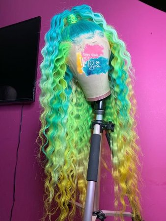 Blue to Yellow Ombré Wig