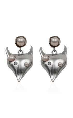 Horny Heart Earrings By Mudd Pearl | Moda Operandi