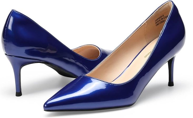 Amazon.com | GENSHUO Low Heel Pumps for Women Closed Toe 6cm/2.3 Inch Party Stiletto Heels Shoes Sexy Slip On Pointed Toe Pumps Royal Blue | Pumps