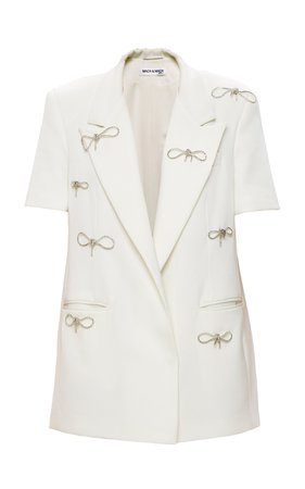 White Blazer Dress With Crystal Bows by Mach & Mach | Moda Operandi