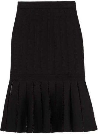 Fluted Knitted Skirt - Black