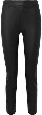 Claudia Leather Slim-leg Pants - Black