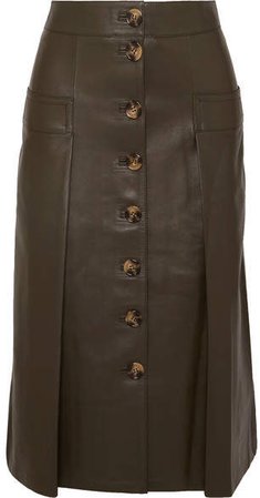 Galina Leather Midi Skirt - Burgundy