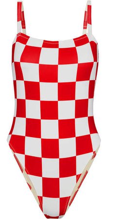 Re/done The Malibu Checked Swimsuit - Red