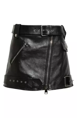 Alexander McQueen Leather Biker Miniskirt | Nordstrom