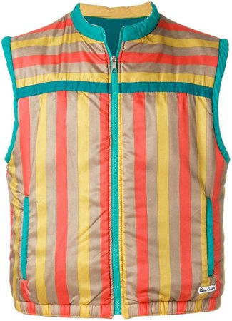 Pre-Owned striped padded gilet
