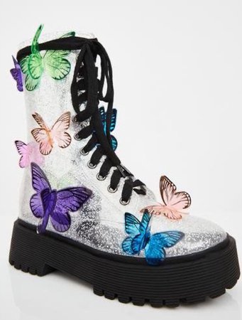 clear butterfly combat boots