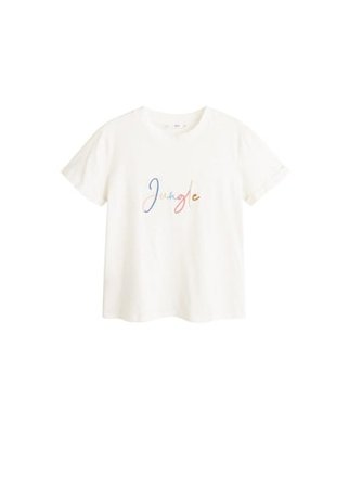 MANGO Embroidered message t-shirt
