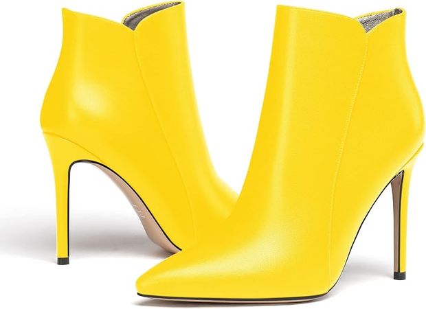 Amazon.com | WAYDERNS Women's Side Zipper Pointed Toe Matte Stiletto High Heel Ankle High Boots 4 Inch | Ankle & Bootie