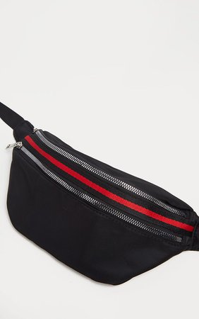 Black Nylon Stripe Bum Bag | Accessories | PrettyLittleThing